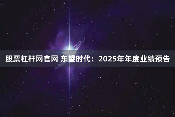 股票杠杆网官网 东望时代：2025年年度业绩预告